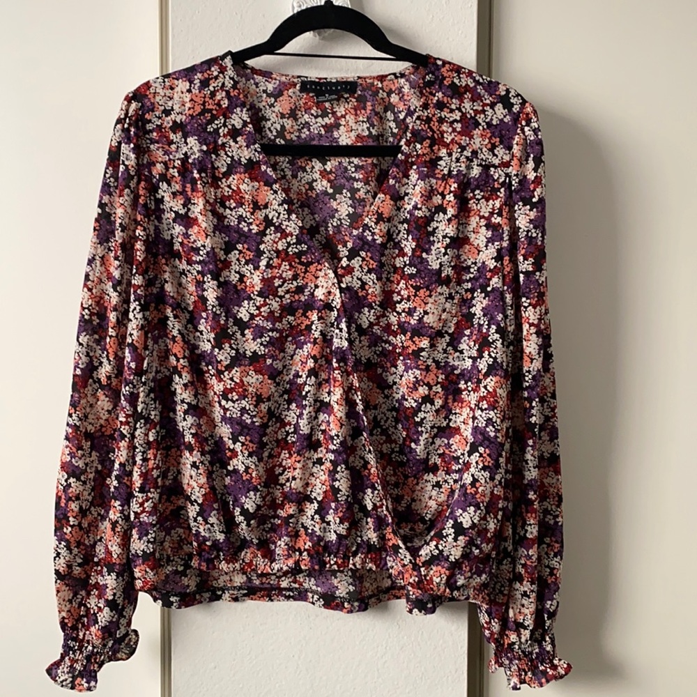 Floral chiffon Surplice top